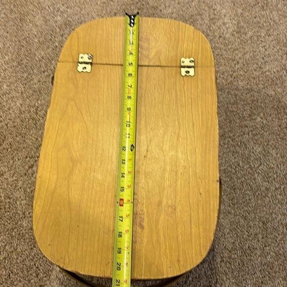 Vintage LARGE Gorgeous Brown Checkered Picnic Basket Straw Woven Wicker - Picture 6 of 12